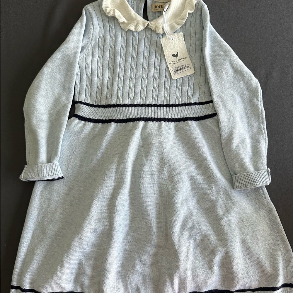 Hope & Henry Girl’s Knit Dress with Ruffled Collar NWT